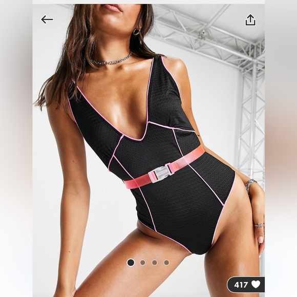 ASOS ultra glam black swimsuit size 12 - Picture 1 of 9